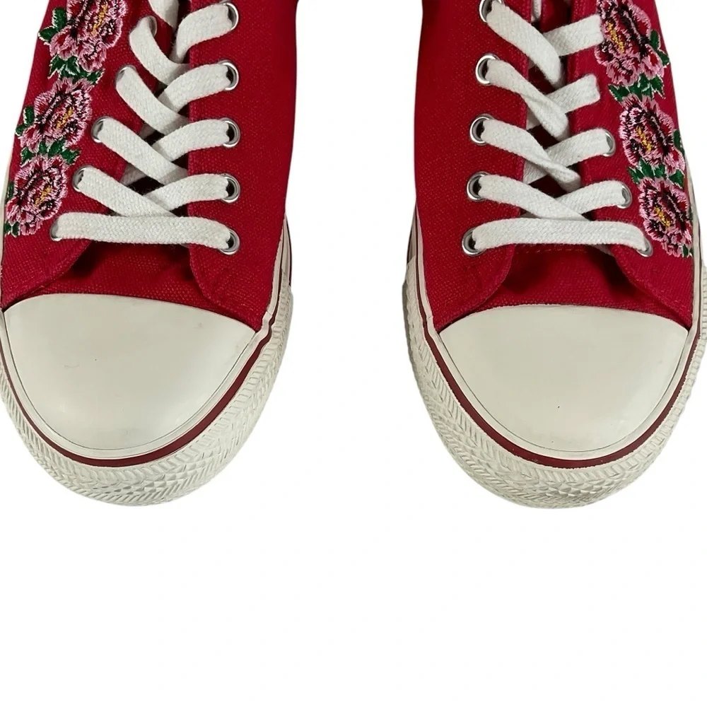 ASH Vanina Hi-Top Sneakers Canvas Floral Snake Embroidery Size 38 Free People